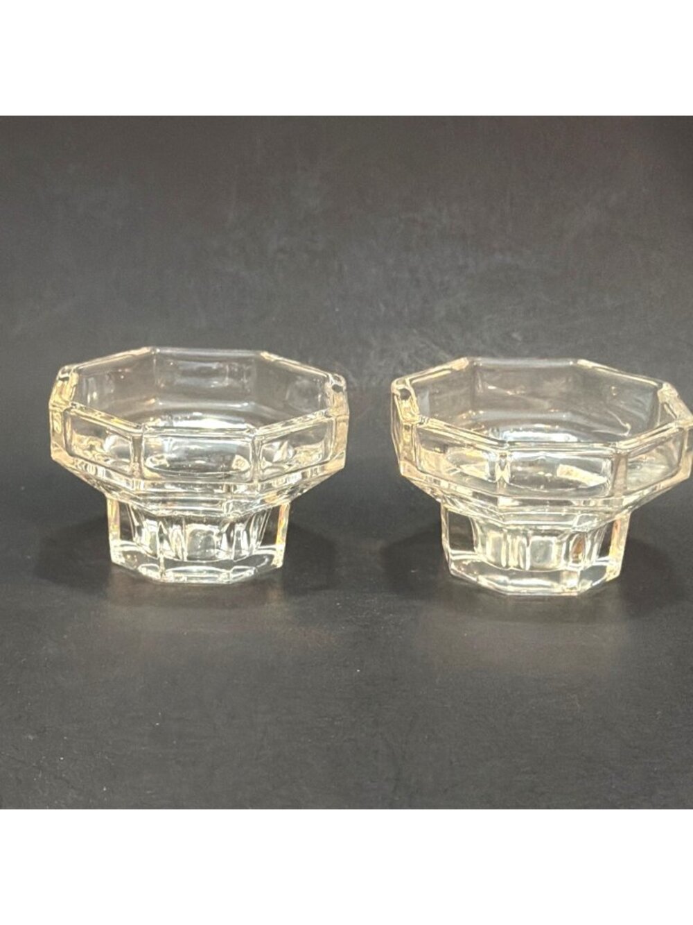 Arcoroc Taper Votive Candle Holder Pair Set Octime France Glass Octagon Vintage